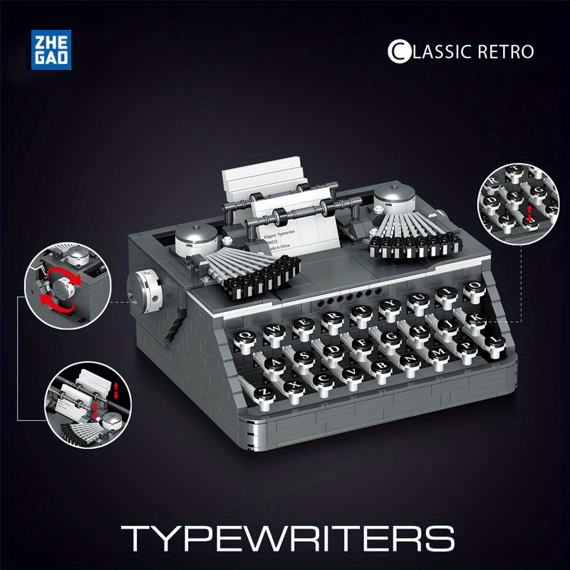 New 2079pcs Retro Typewriter Building Blocks Keyboard MOC 77010 Set Toys  Bricks Writing Machine For Kids High-Tech Ideas Gift - AliExpress