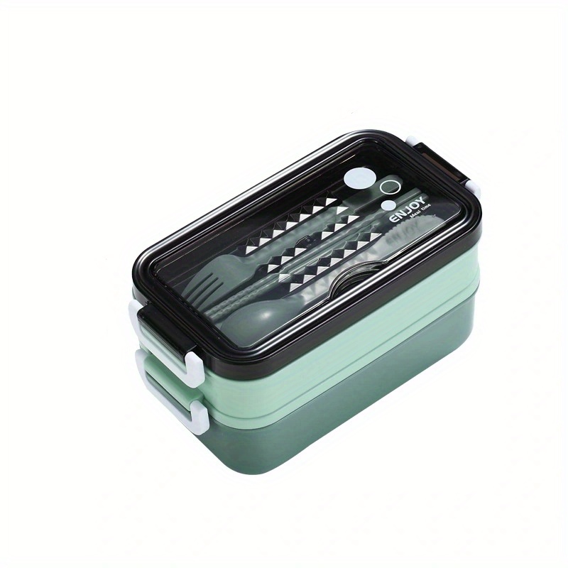 1050ml Double Layer Lunch Box w/Tableware for Outdoor Camping/Fishing