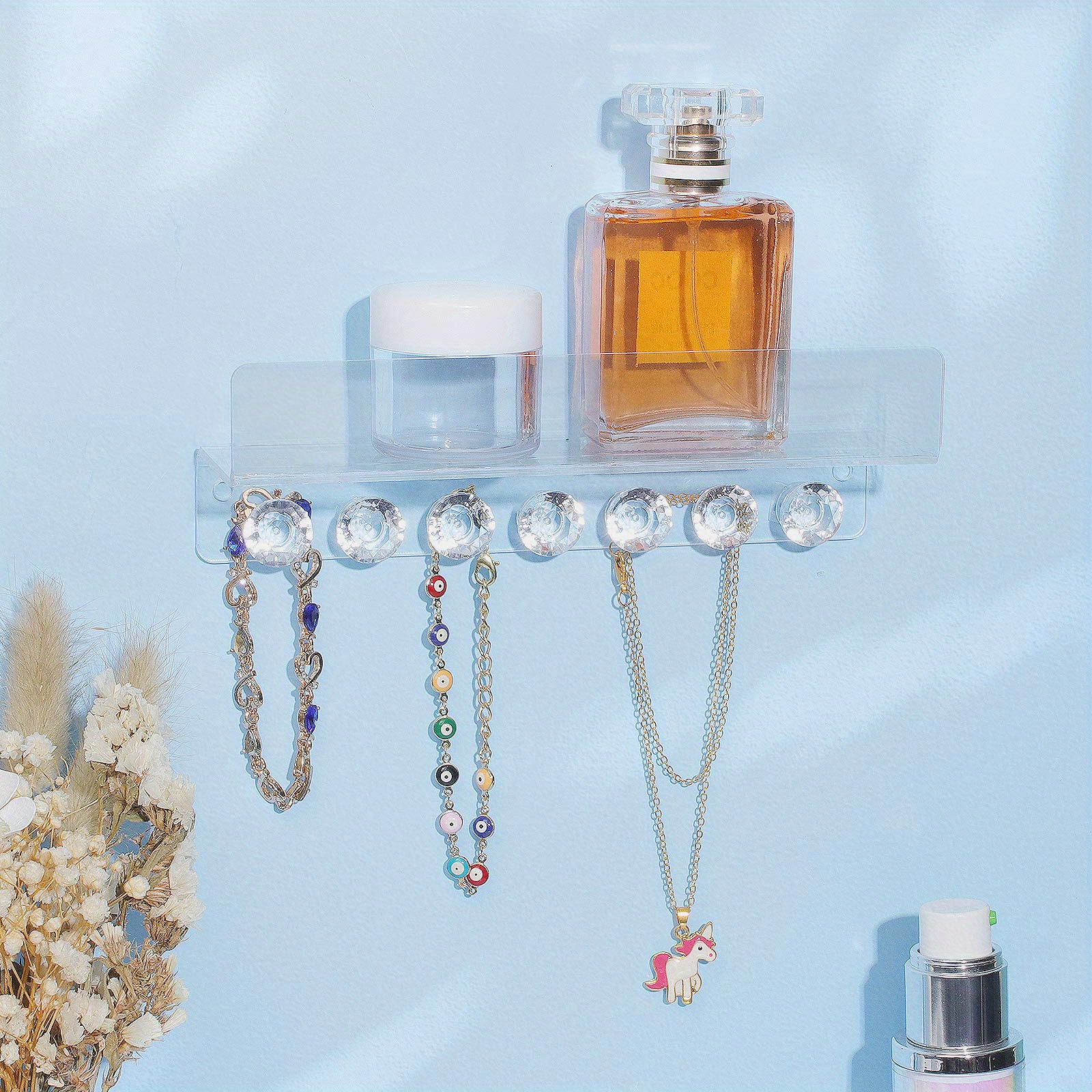 Necklace Holder Earring and Bracelet Hanger Rack, Necklace Hooks Jewelry  Shelf, Necklace Organizer, Wall Jewelry Holder 