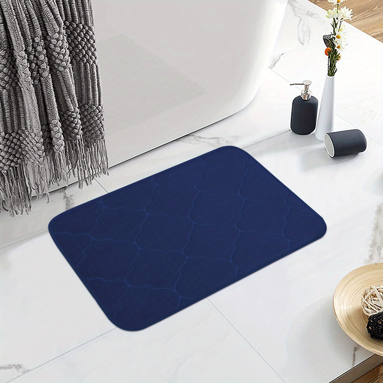 Navy Blue Bathroom Door Mats, Coral Velvet Floor Mats, Memory Foam Bath Mat,  Ultra Soft Non Slip And Absorbent - Temu