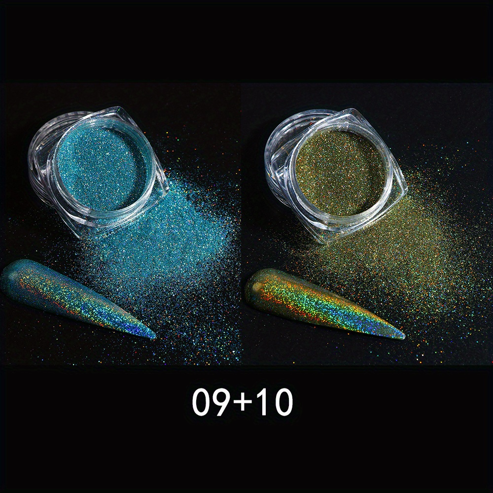 Holographic Powder Set Holo Silver Rub Dust Black - Temu