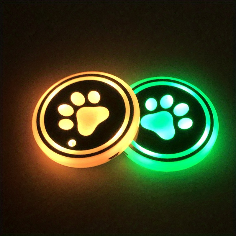 2Pcs LED Cup Holder Lights 7 Colors LED Car Coasters Luminescent