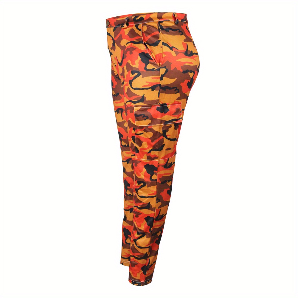 Plus Size Y2k Cargo Pants, Women's Plus Cargo Print High Rise Medium