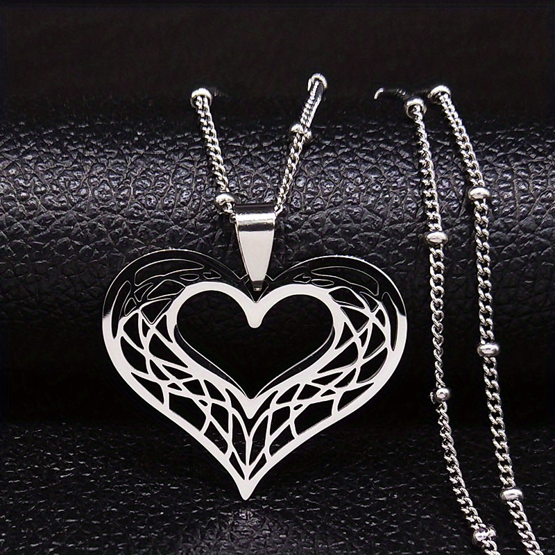 E-shop Herz-Halskette aus Edelstahl für Damen, goldfarben, Liebes-Halsketten, Schmuck, Valentinstagsgeschenk, Inoxidable Joyeria Mujer N619S01
