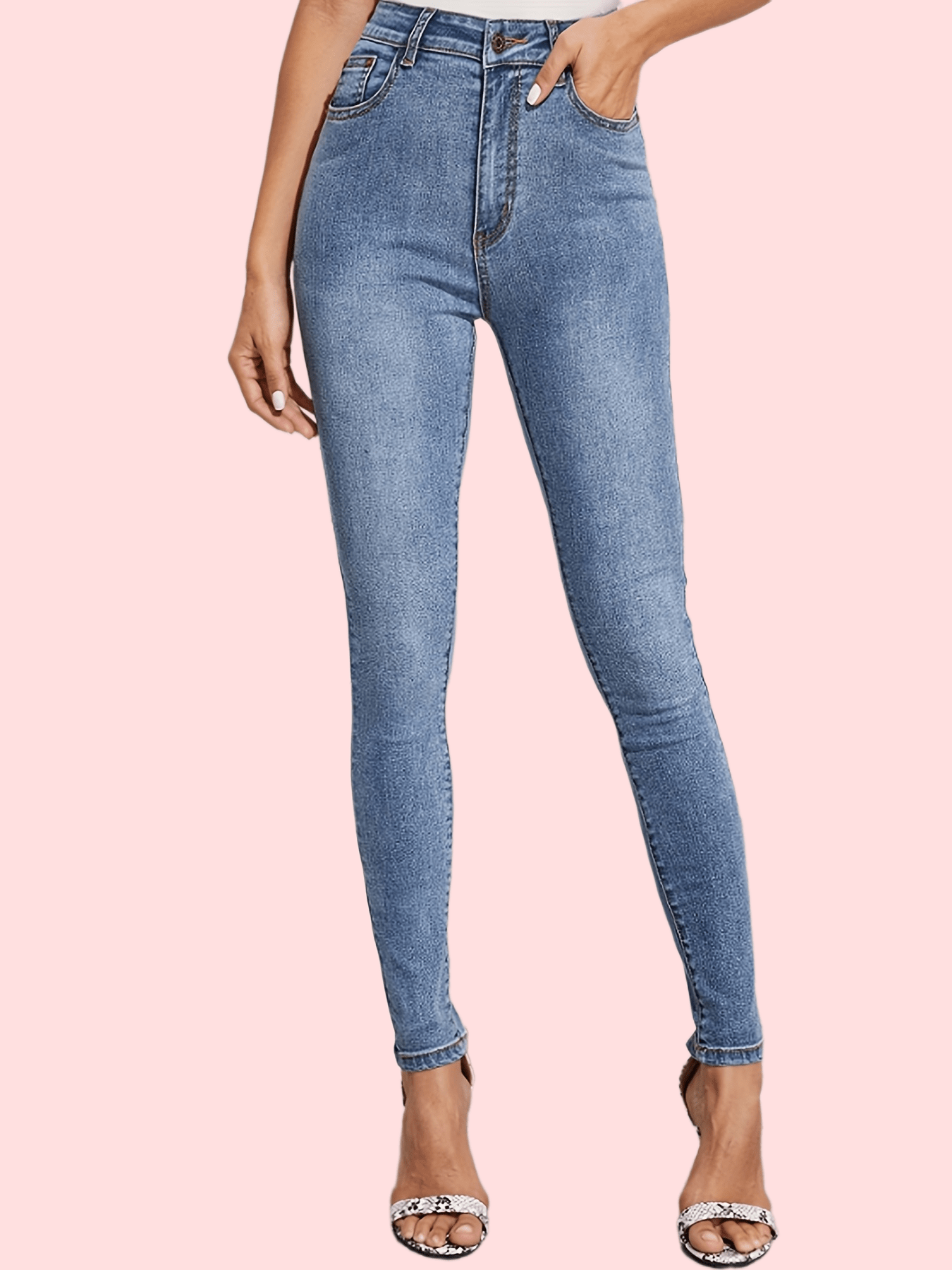 Jeans Ajustados Cintura Alta Pantalones Mezclilla - Temu Mexico