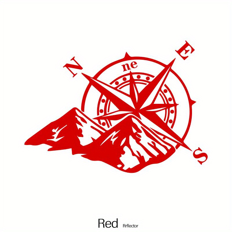 1PC Mountain Compass Stickers For Camper Car Adventure Reflective Decals