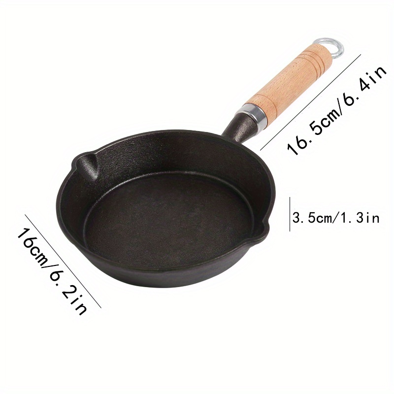 1pc 10.24inch Cast Iron Frying Pan With Wodden Handle Nonstick Omelet Pan  Kitchen Cooking Skillet Pancake Crepe Maker Flat Pan Griddle Breakfast Omele