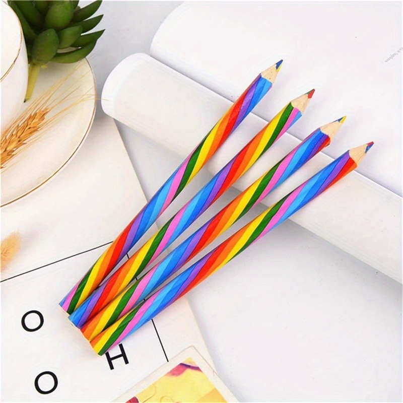 4pcs Pack Rainbow Crayon Pencils, 4 Color Drawing Pencil, Color