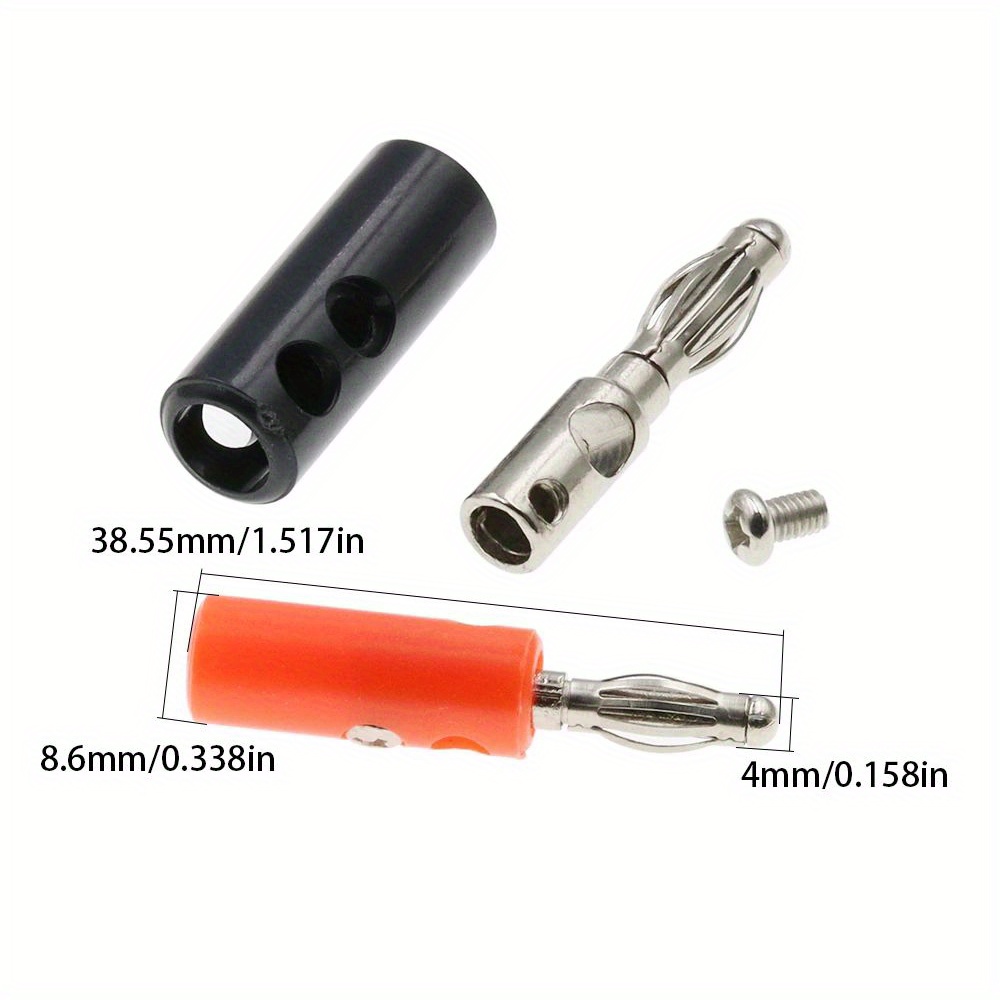 20pcs 4mm Banana Plug Male Audio Speaker Jacks 10 Pairs Red Black
