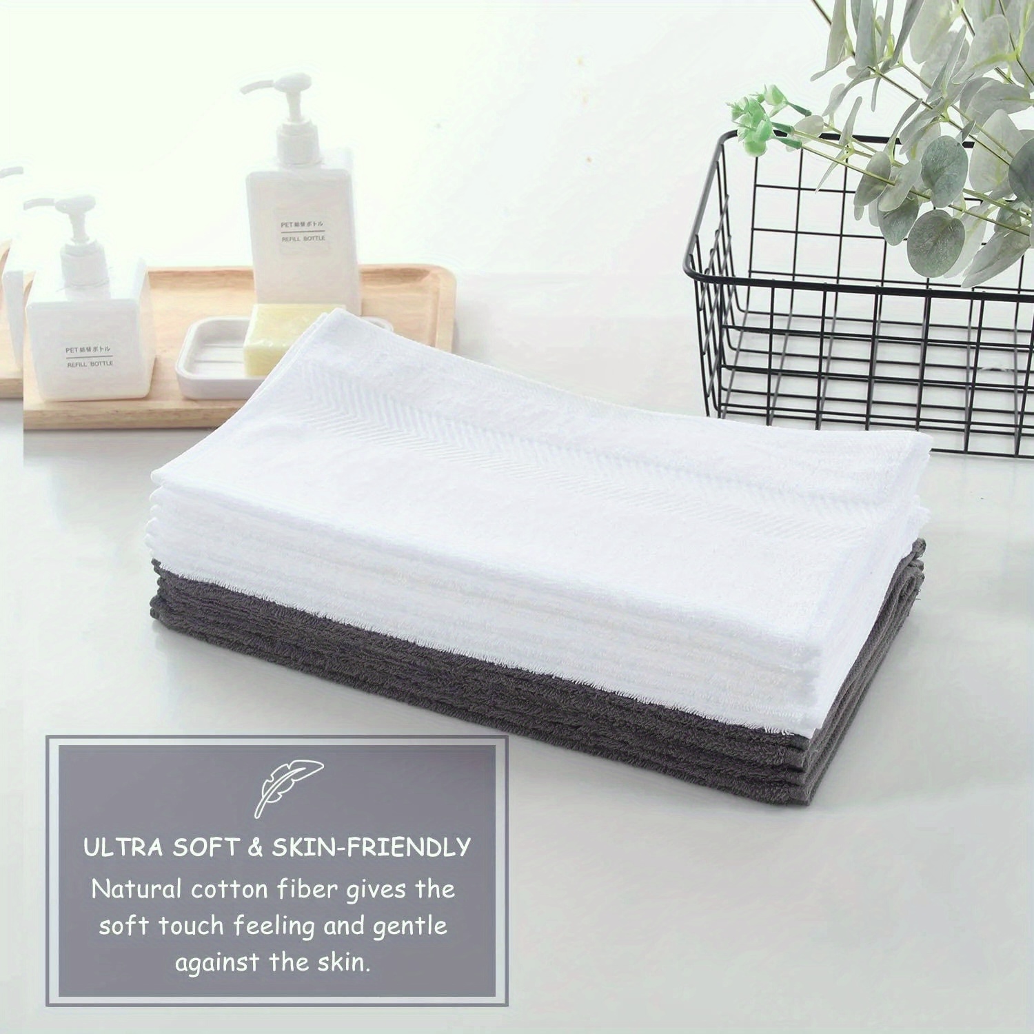 Ring Spun Cotton Premium Large Bathroom Square Towels Ultra - Temu