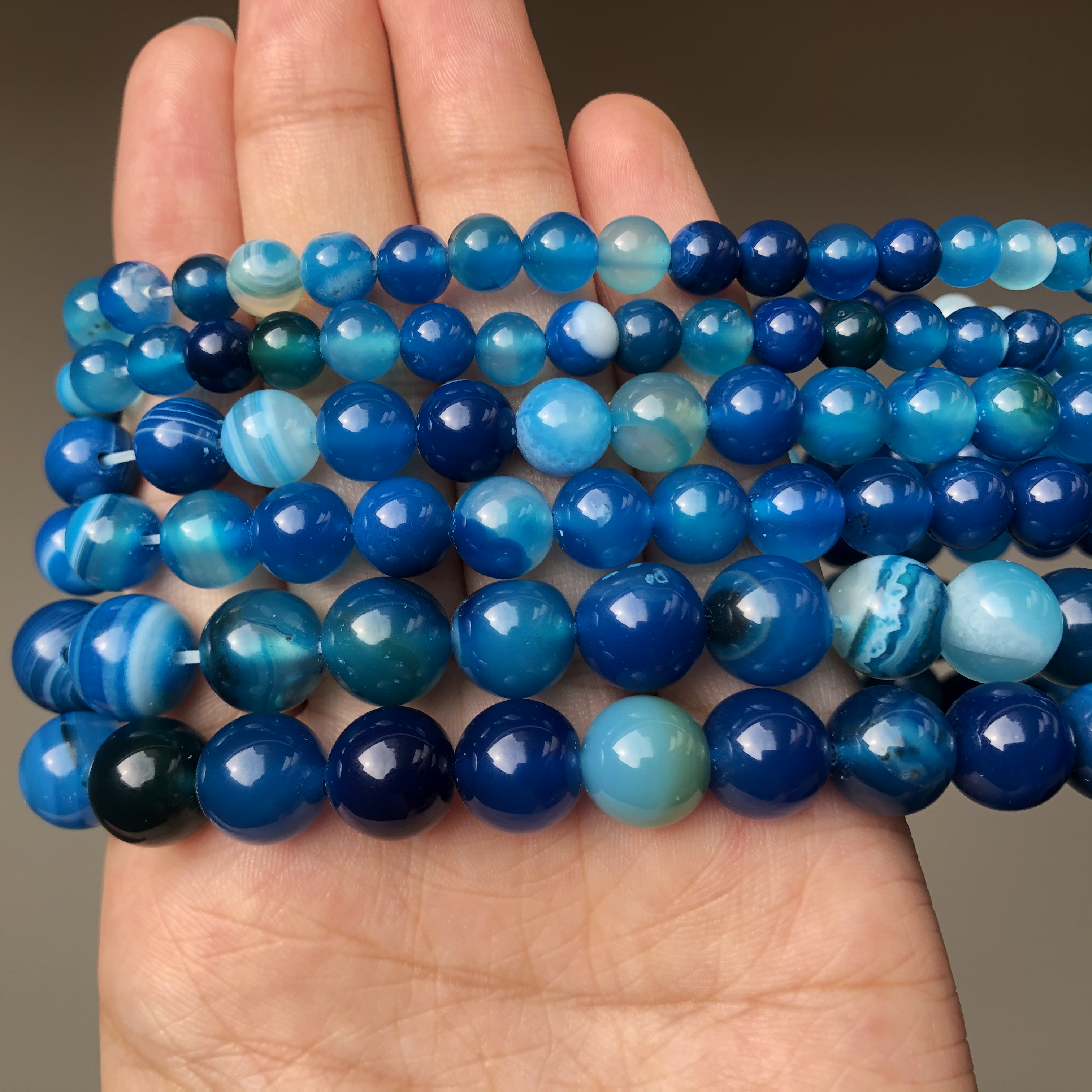  12MM Weathered Blue Agate Round Loose Beads Natural Gem Beads  Crystal Energy Stone Beads for Jewelry Making DIY Bracelet Necklace