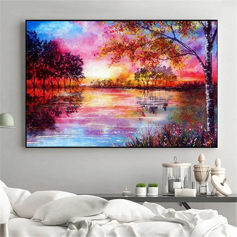DIY Oil By Numbers Landscape Digital Oil Painting Decoration Digital Oil Painting Handmade Artwork Oil Painting Wall Digital Oil Painting Without Frame 16x20in