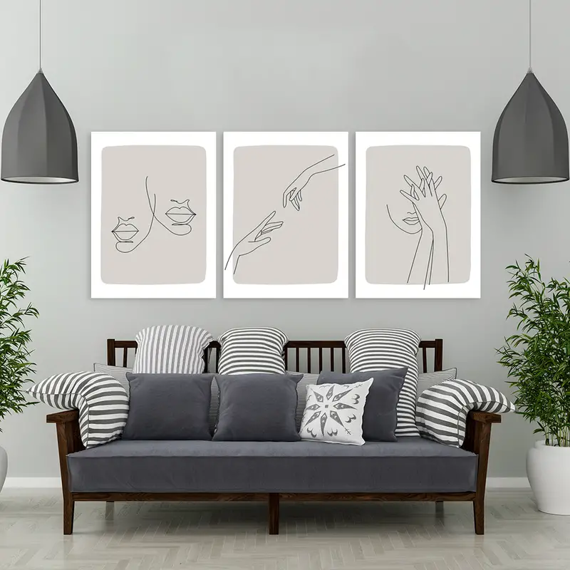 1pc Wall Art Pictures Wall Art Minimalism Abstract Canvas Line Outline Painting Pictures Modern Poster Living Room Pictures Home Decor
