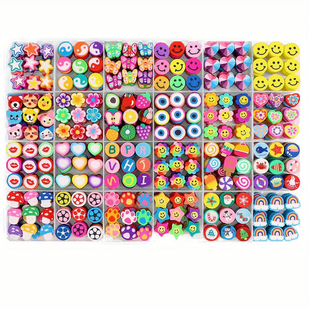 1 Box 480pcs Fruit Flower Polymer Clay Beads, 24 Style Cute Heart Mushroom  Clay Beads Charms For Jewelry Necklace Earring Making