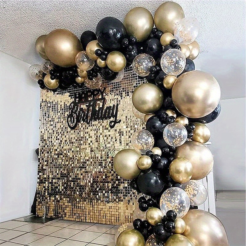 Globos de 30 cumpleaños para él y ella, decoraciones doradas y negras de 30  cumpleaños, globos de látex con confeti dorado para aniversario de 30