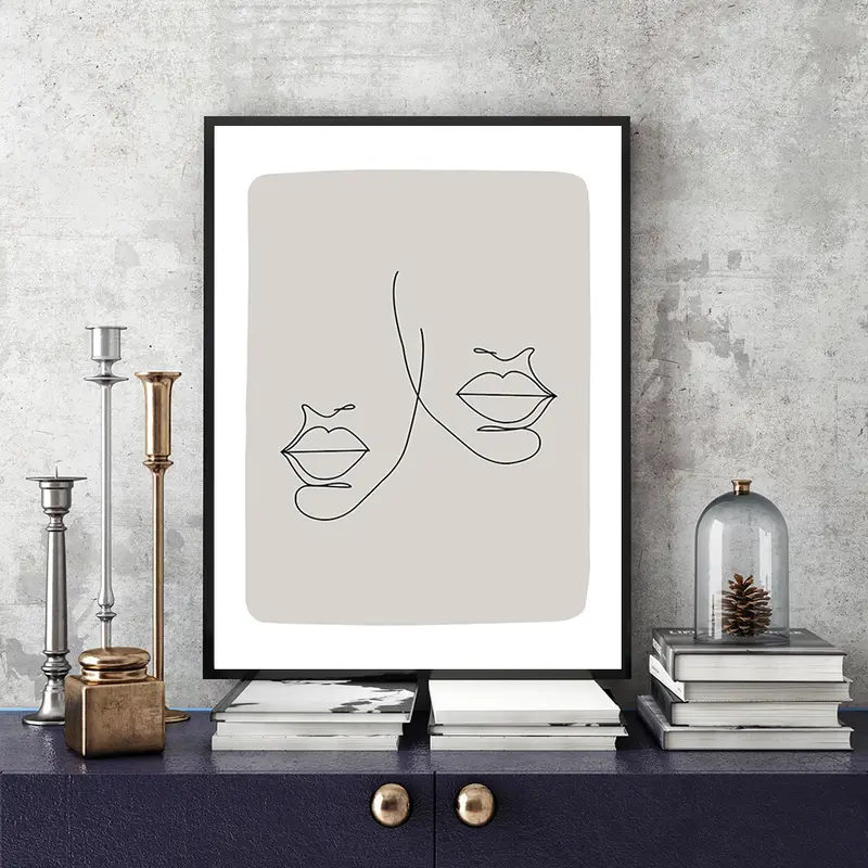1pc Wall Art Pictures Wall Art Minimalism Abstract Canvas Line Outline Painting Pictures Modern Poster Living Room Pictures Home Decor