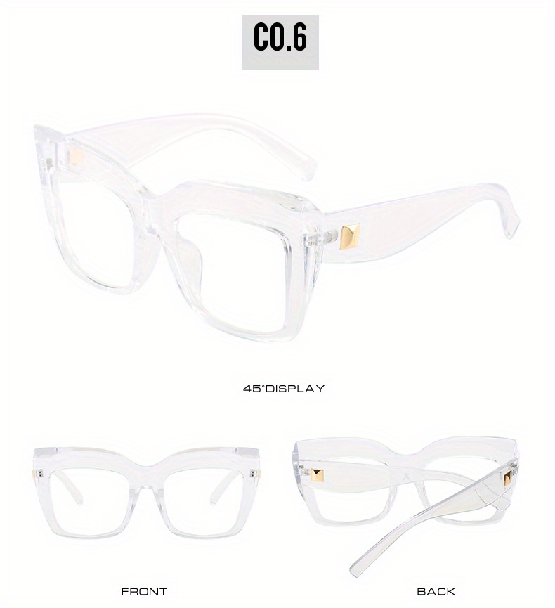 Cat Eye Glasses Women Men Solid Color Vintage Oversized Wrap Temu New