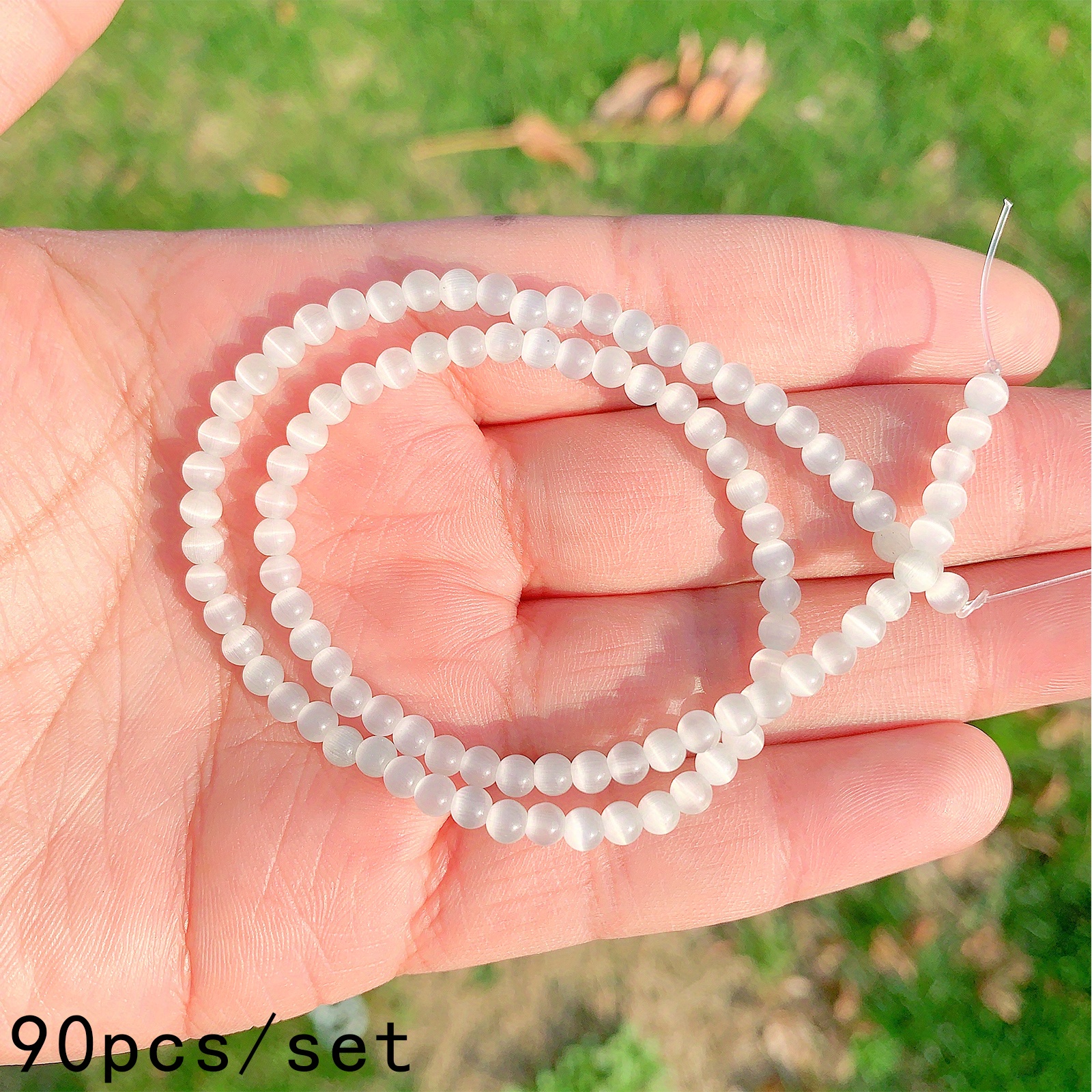 Gorgeous White Opal Gemstone Round Loose Beads for Jewelry Making (8mm, White Opal)