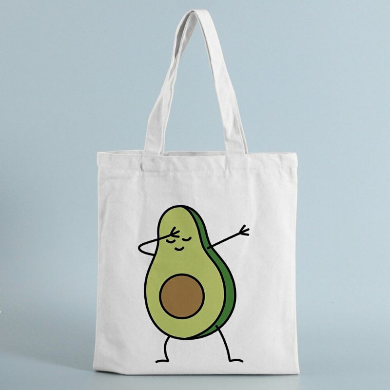 Cartoon Avocado Print Shoulder Bag Lightweight Storage Bag