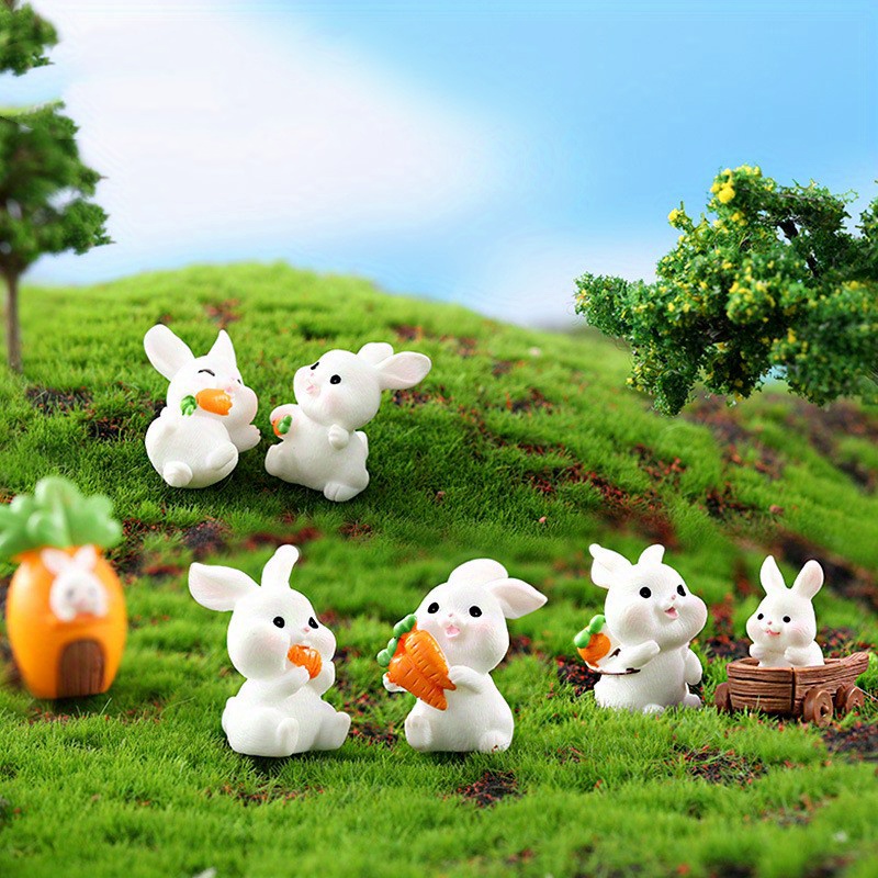 RABBIT MINIATURES Figurines d'animaux Mini figurines de ferme douce Maison  de poupée Terrarium Fée Jardin Diorama pour fournitures d'artisanat Petit  petit jouet de lapin -  France