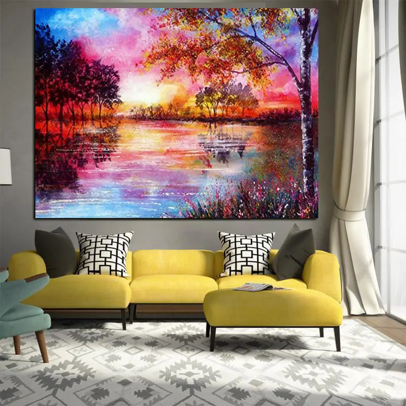 DIY Oil By Numbers Landscape Digital Oil Painting Decoration Digital Oil Painting Handmade Artwork Oil Painting Wall Digital Oil Painting Without Frame 16x20in