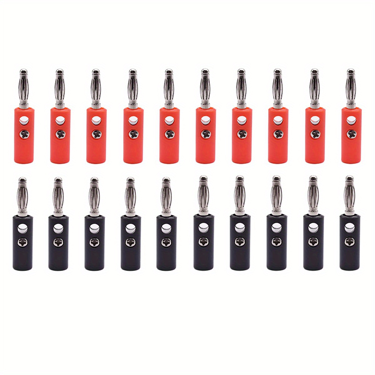 20pcs 4mm Banana Plug Male Audio Speaker Jacks 10 Pairs Red Black