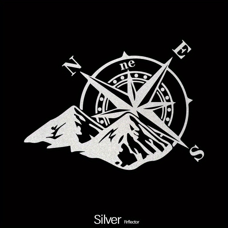 1PC Mountain Compass Stickers For Camper Car Adventure Reflective Decals