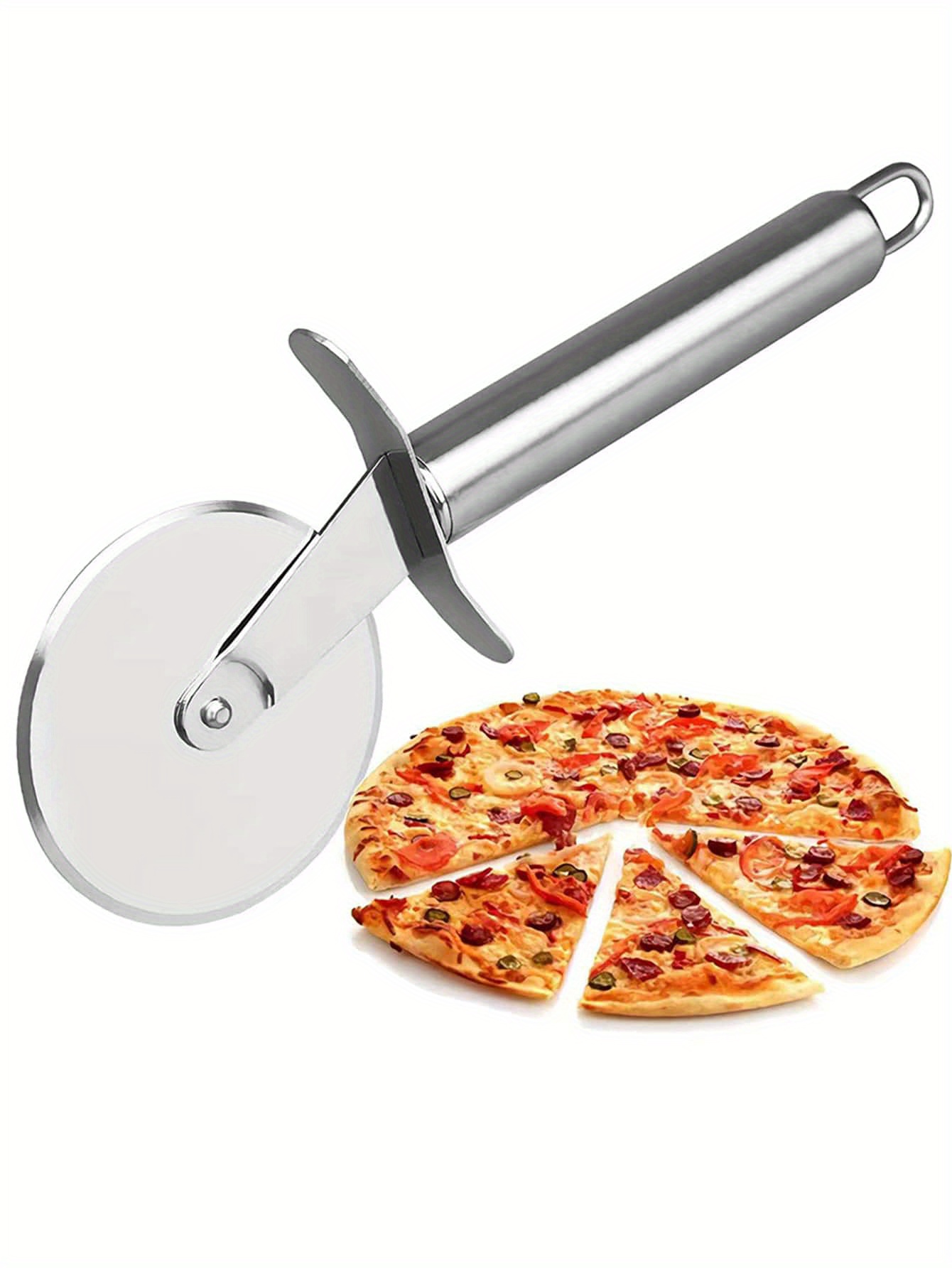 stainless steel pizza wheel knife single wheel pie knife roller knife pizza knife baking tool details 5