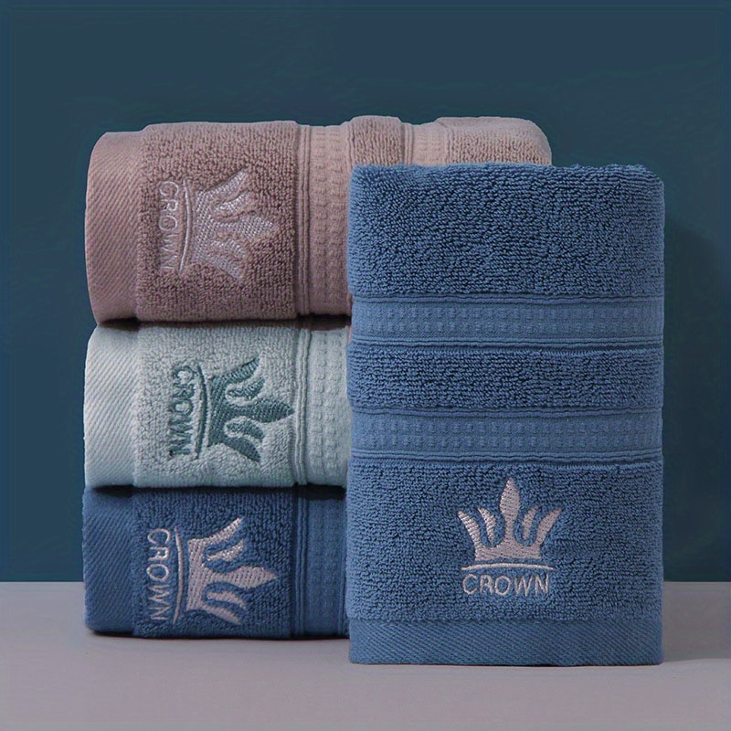 1pc Cotton Thick Hand Towels Crown Pattern Embroidery Craft Soft Face