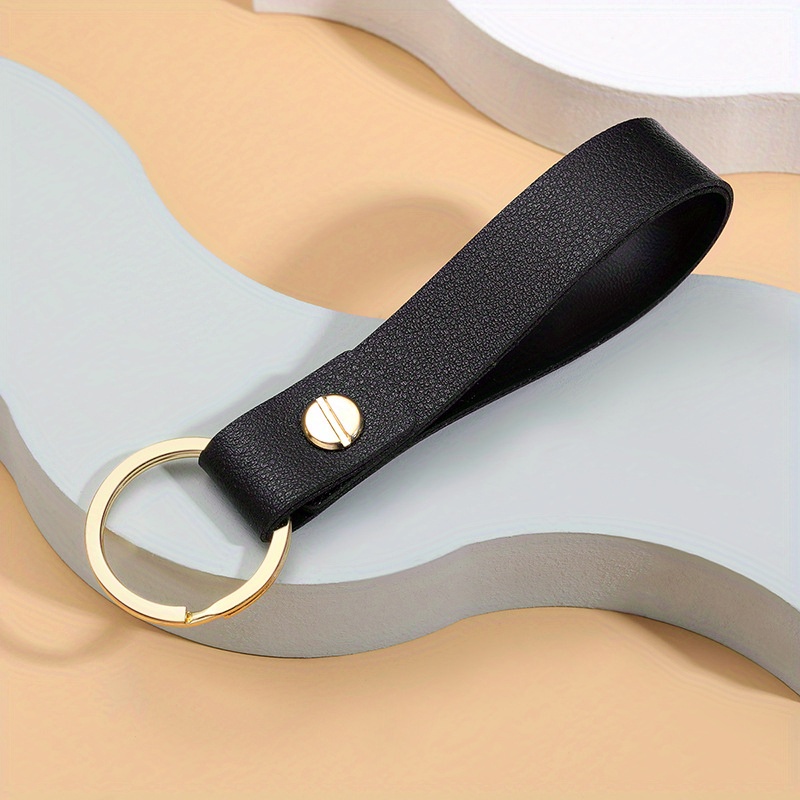 1pc Pu Leather Keychain Business Gift Simple Keys Chain Men Women Car ...