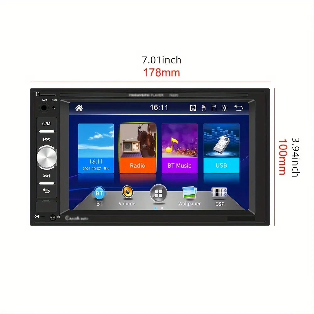 Double Din Touch Screen Video Mp5 Player Tf Usb Fm Car Multimedia Player  With Rear Camera Temu