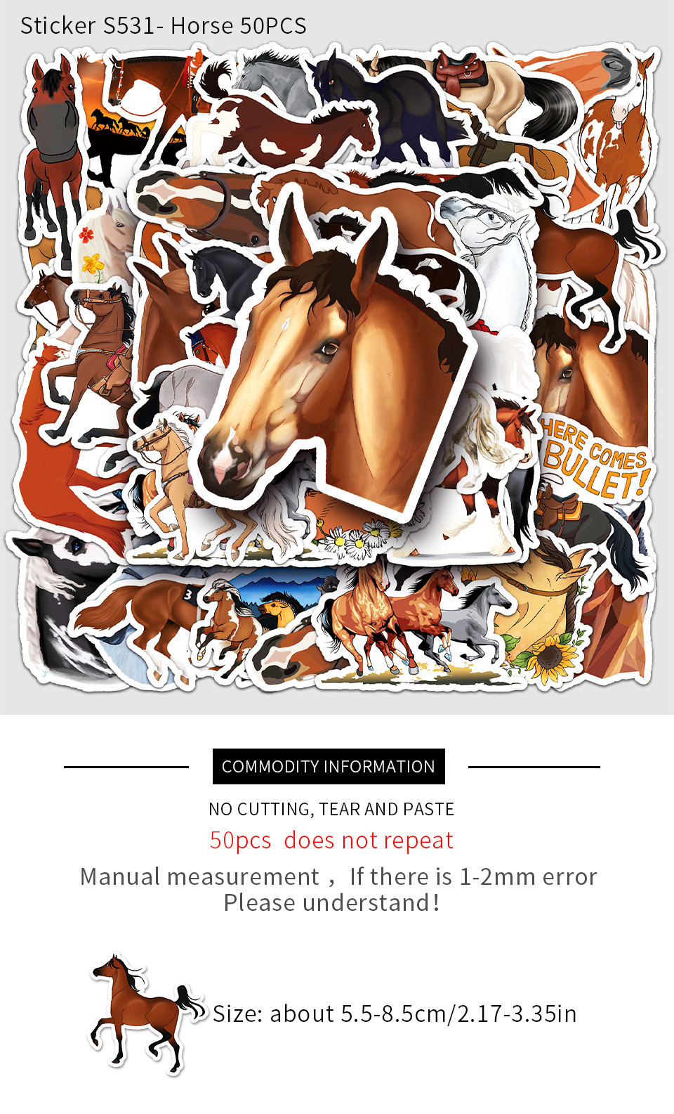 Horse Pattern Waterproof Stickers Water Bottles Laptop Temu