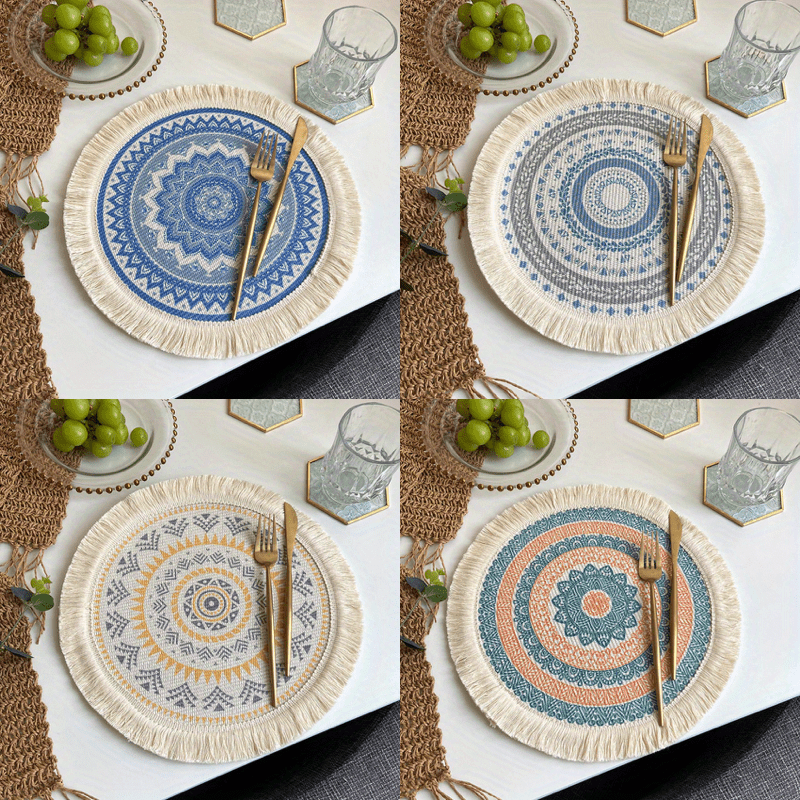 Heat Insulating Placemat Tassel Fabric Round Design - Temu Canada