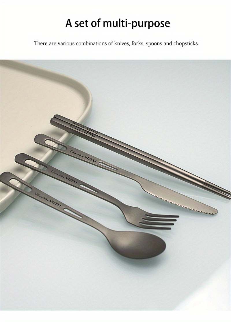 Pure Titanium Fork Spoon Set Portable Cutlery Set Outdoor Cutlery Set