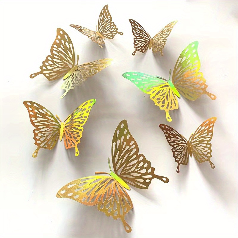 SAOROPEB 3D Butterfly Wall Decor 48 Pcs 4 Styles 3 Sizes, Gold Butterfly  Decorations for Butterfly Birthday Decorations Butterfly Party Decorations