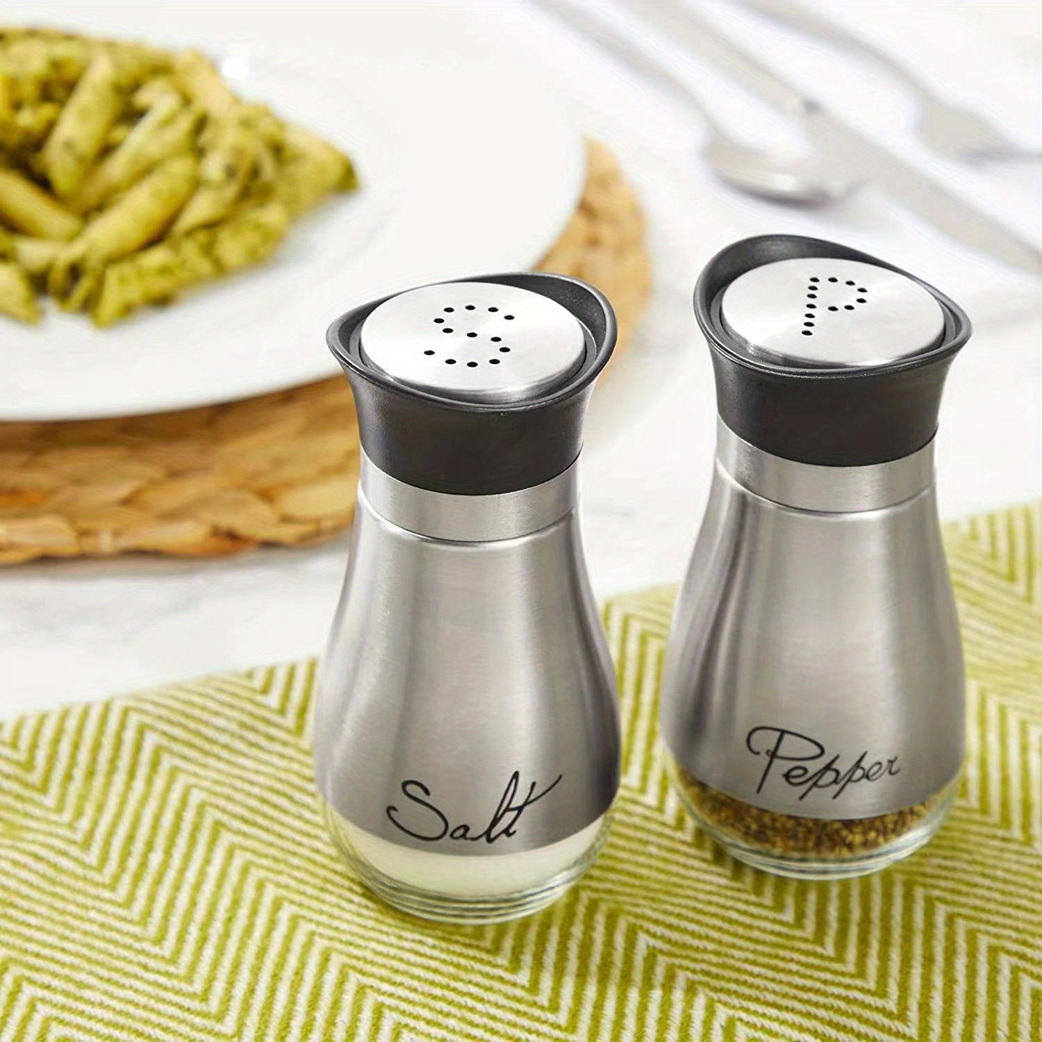 Stainless Steel Salt Pepper Shakers Glass Bottle Spice Temu Australia