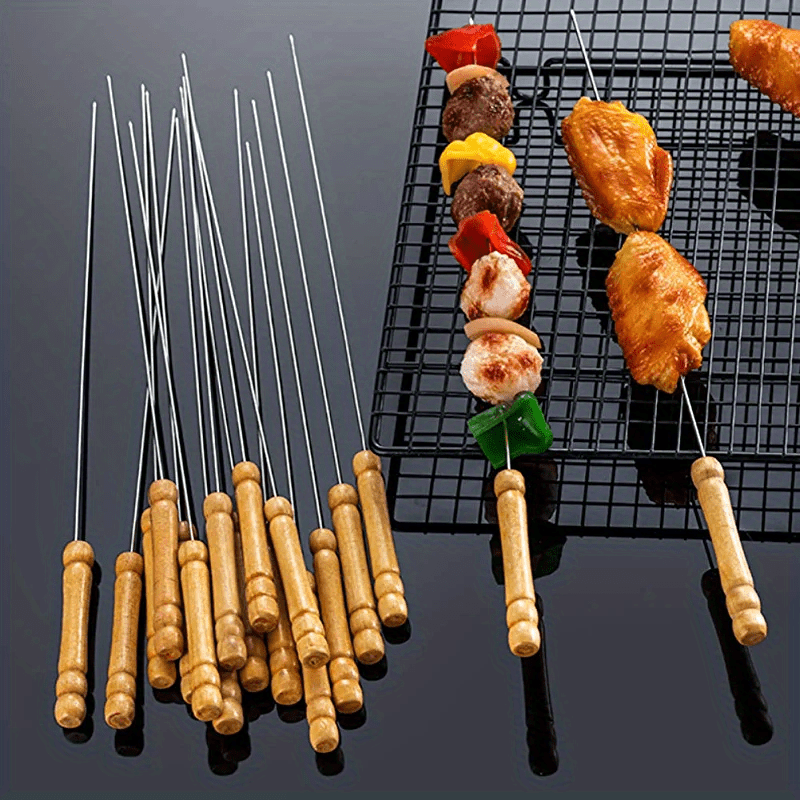 Barbecue Skewers Wooden Handle Marshmallow Roasting Sticks - Temu
