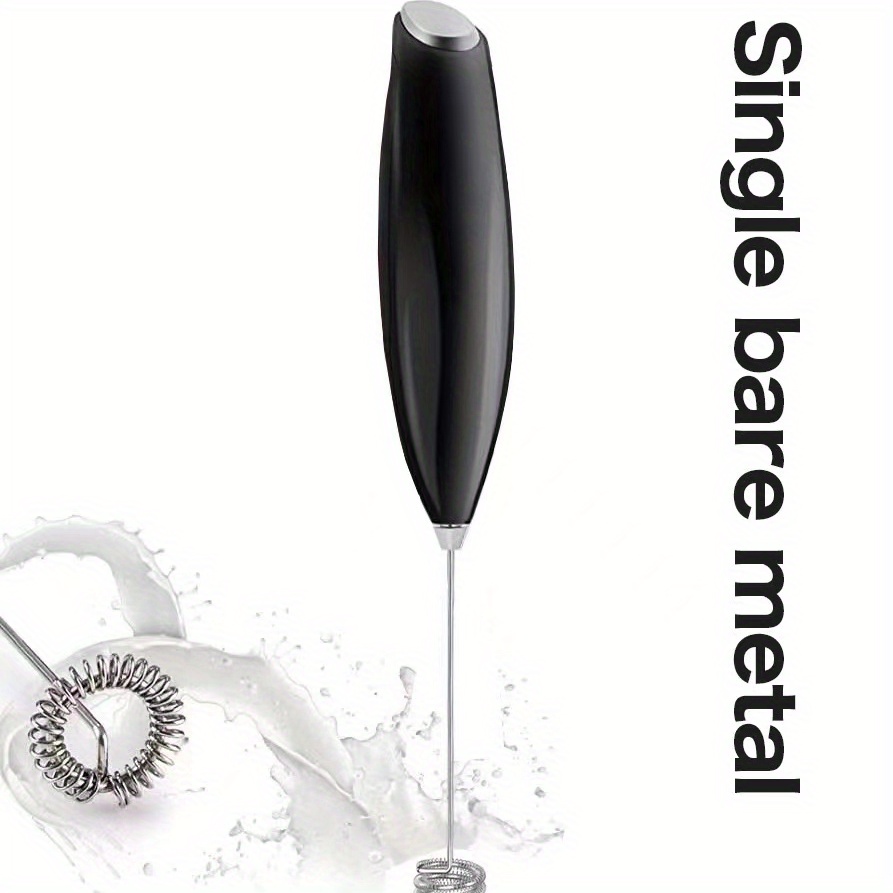 Double Whisk Milk Frother Handheld Mixer Metallic Black