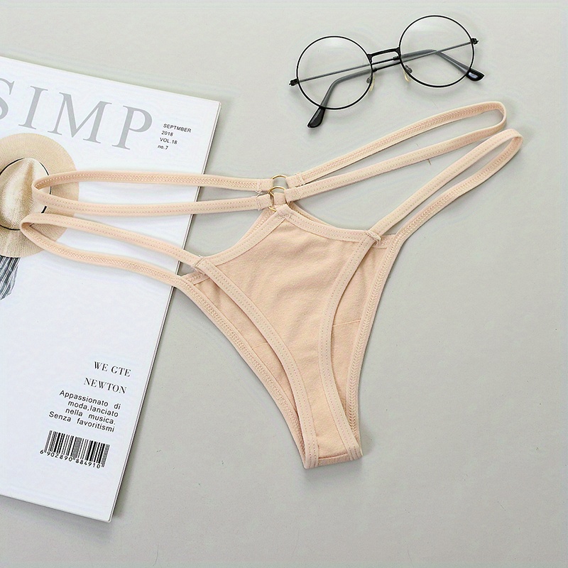 Double Thin Straps Thongs Hollow Out Ring Linked Low Waist - Temu