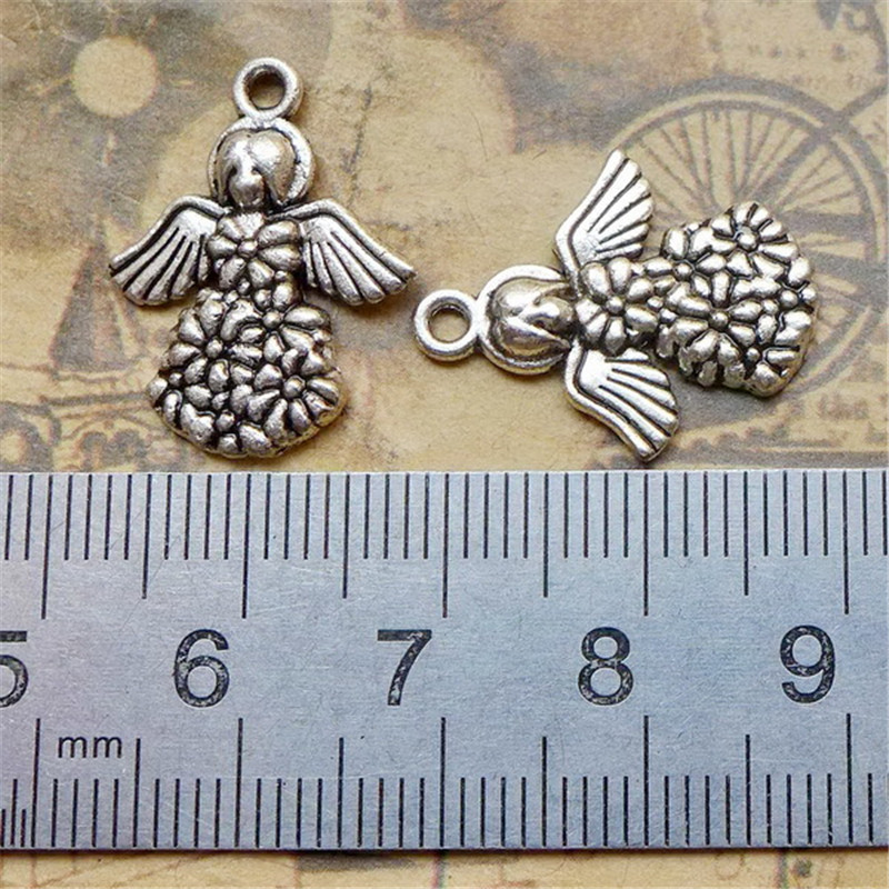 NOBRAND 72pcs Angel Fairy Charms Pendants 6 Styles Guardian Angel Charms Antique Silver Fairy Angel with Wing Lucky Charms for Necklace Bracelet