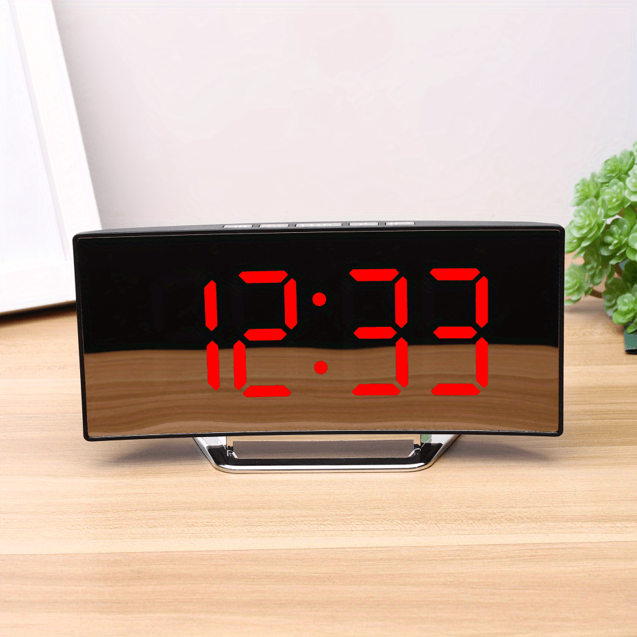 Despertador de escritorio LED digital Pantalla de espejo grande Reloj  Alarma USB