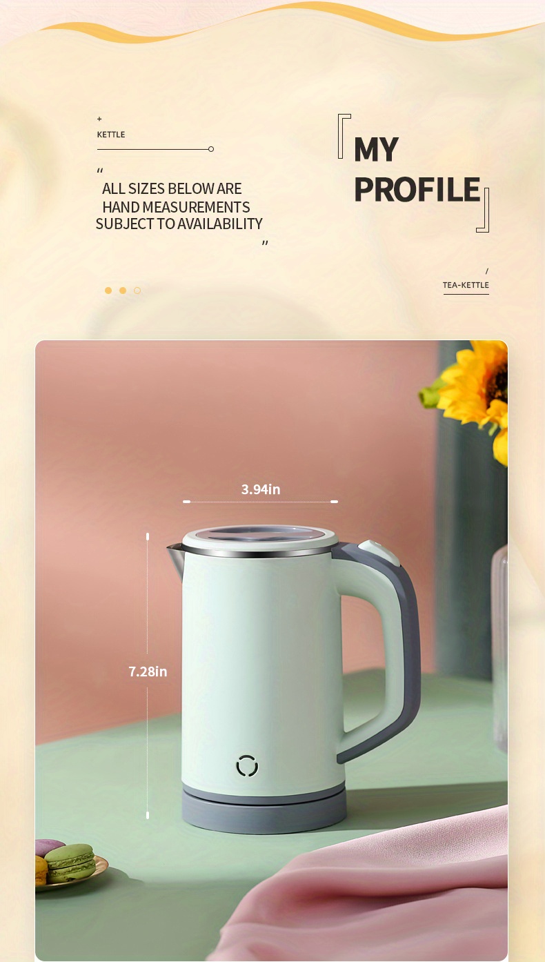 Portable Electric Kettle Double Layer Stainless Steel Food - Temu