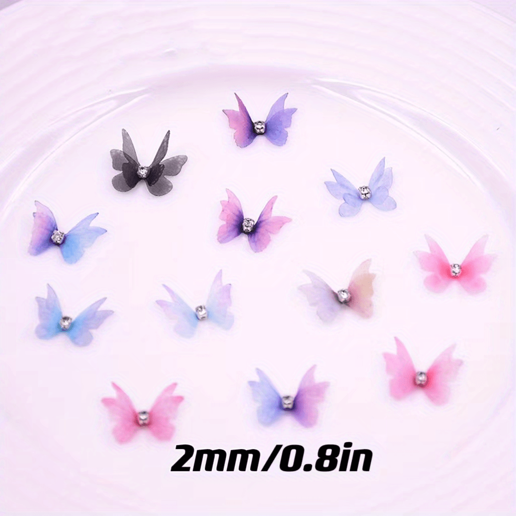 15pcs 0 79inch Double Layer 3d Three Dimensional Tulle Small Butterfly ...