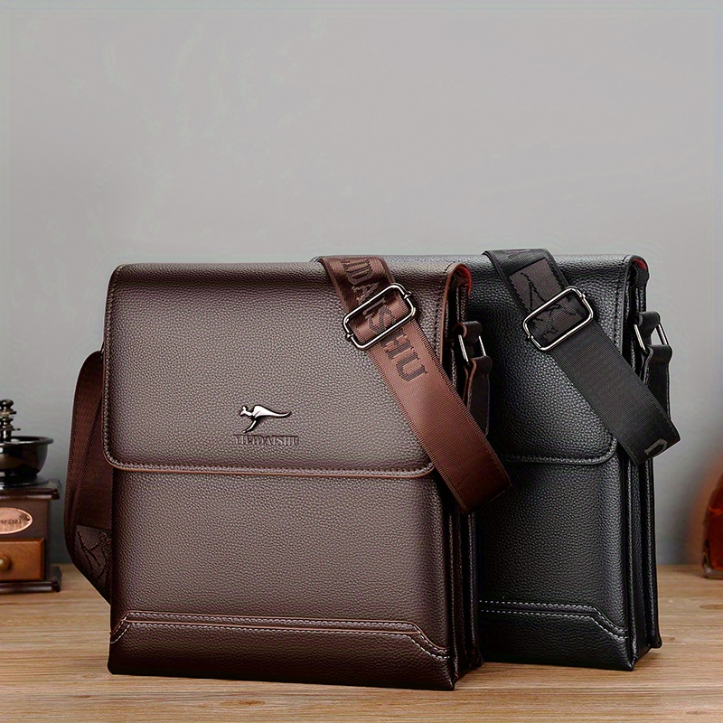 Men's Casual Large Capacity Shoulder Bag Soft Leather Business Crossbody Bag