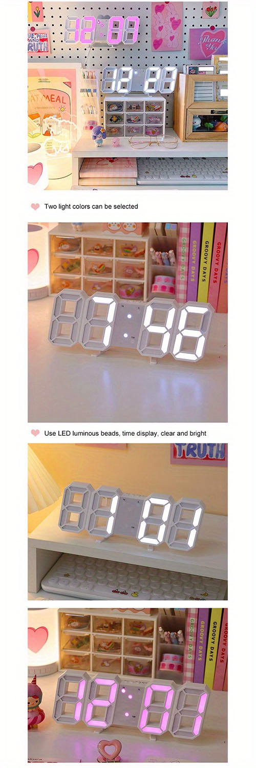 1pc Korean Fashion Digital Decorative Wall Clock Large Led Clock With