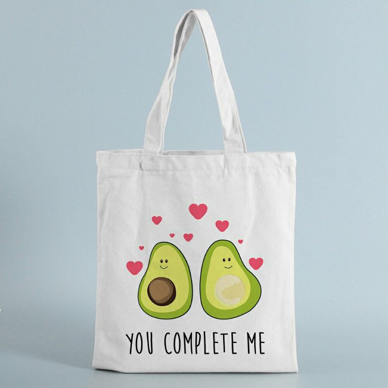 Cartoon Avocado Print Shoulder Bag Lightweight Storage Bag