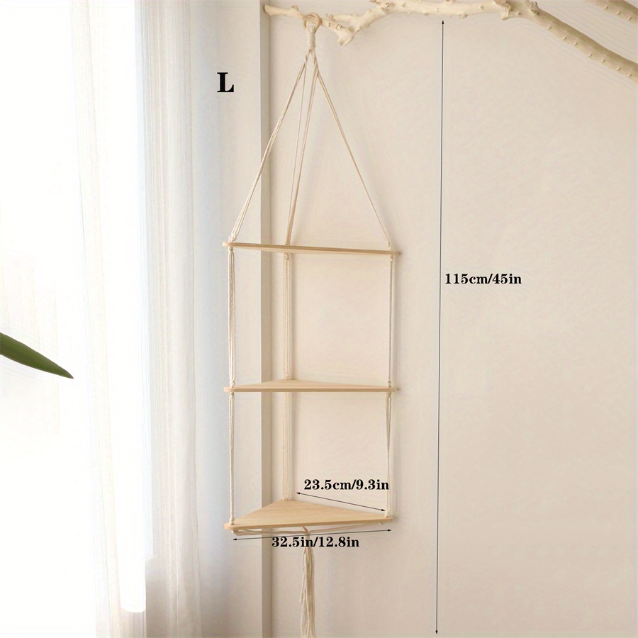 Bohemian Cotton Hanging Shelf Corner Rope Hand Woven Shelf - Temu