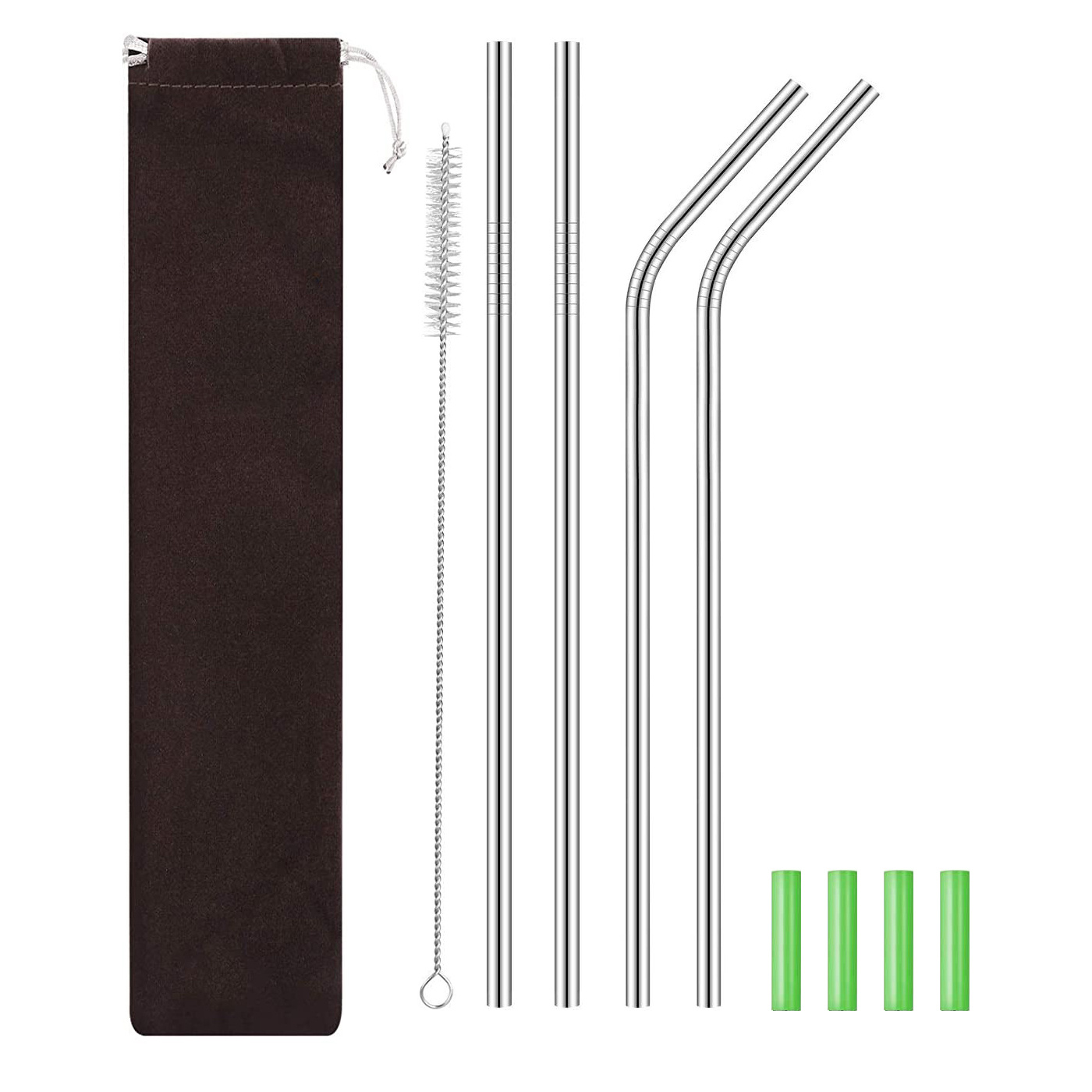 Straw, Reusable Stainless Steel Straws Set For Tumbler, Sturdy Bent Or  Straight Drinks Straw With Storage Bag Cleaning Brush Silicone Tips, Extra  Long Metal Straws For Drinking, Chrismas Halloween Party Supplies 