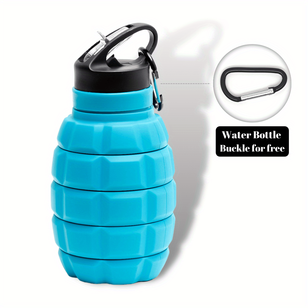 580ml Foldable Grenade Water Bottle Food Grade Silicone Cycling Hiking Water  Bottle With Hook Hiking Buckle Drinkware