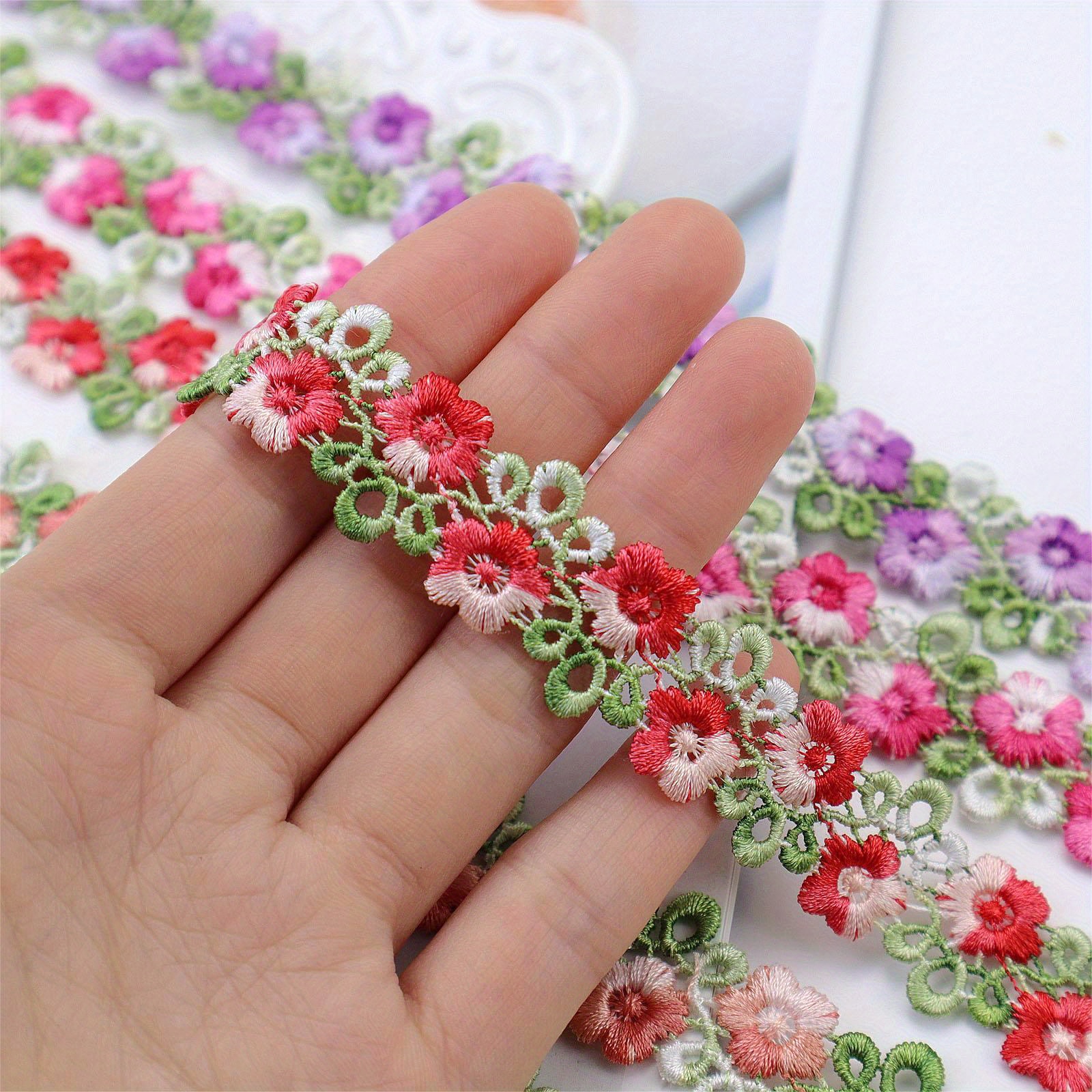 1 Yard Flower Lace Ribbon Trim Flower Embroidered Trim - Temu